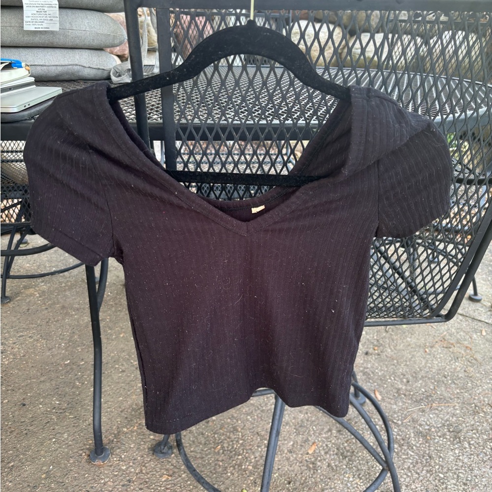 Elegant Black V-Neck Women's Top